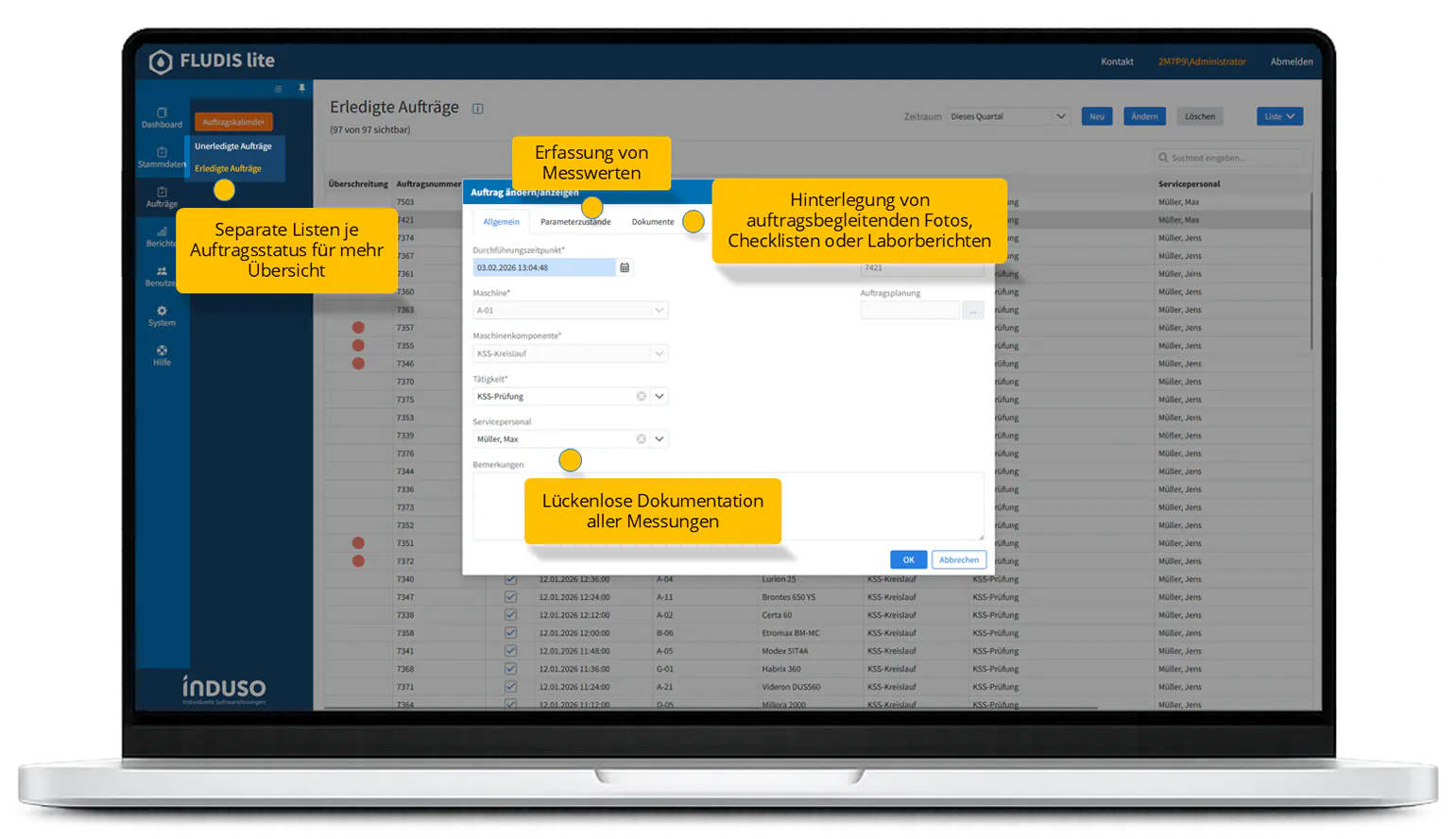 Einblick Auftraege - FLUDIS