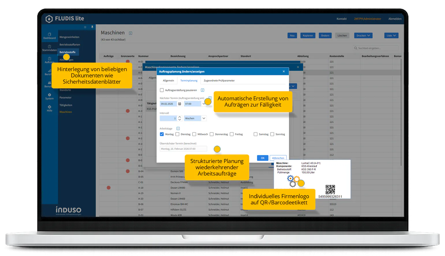 Einblick Auftragsplanung - FLUDIS